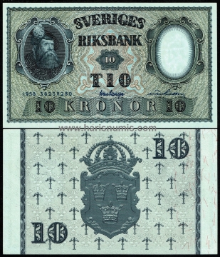 Picture of SWEDEN 10 Kronor 1958 P43f UNC