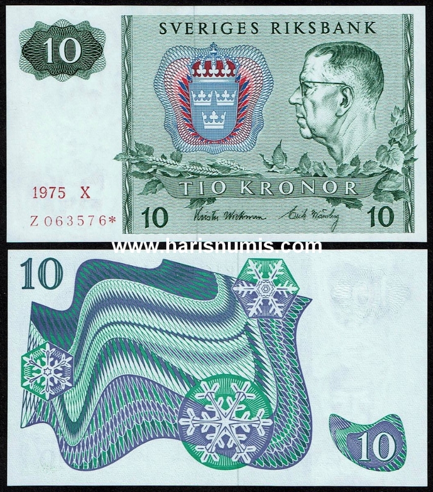 Picture of SWEDEN 10 Kronor 1975 Replacement P52cr UNC