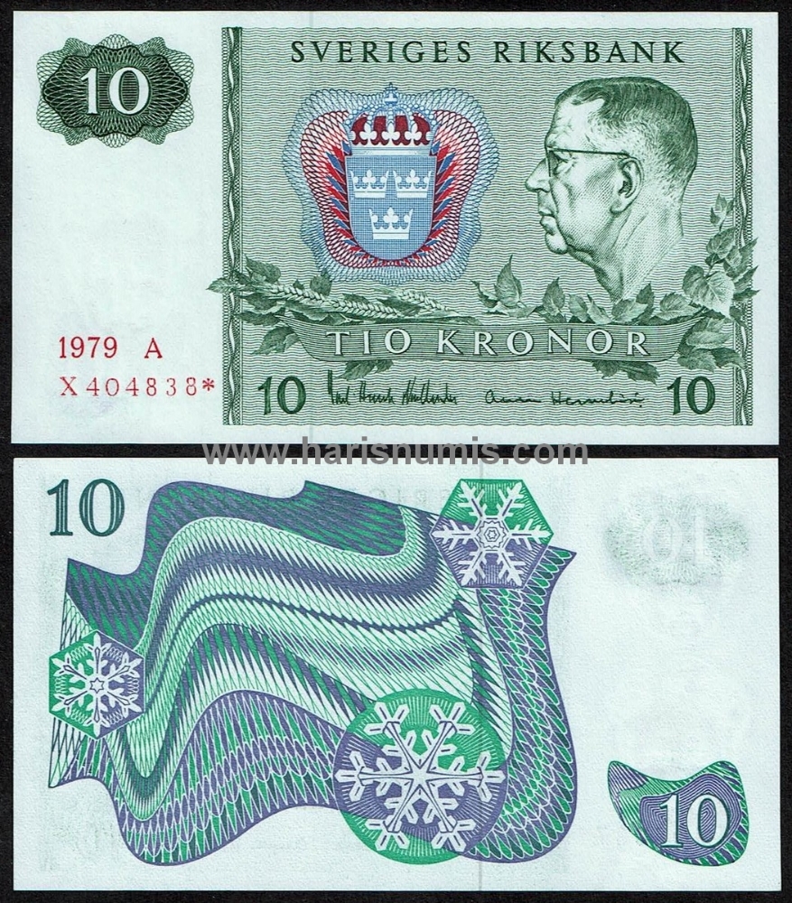 Picture of SWEDEN 10 Kronor 1979 Replacement P52dr UNC