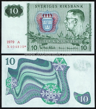 Picture of SWEDEN 10 Kronor 1979 Replacement P52dr UNC