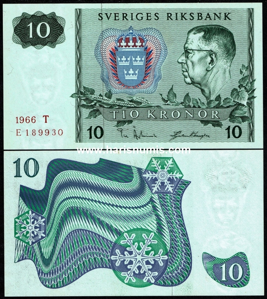 Picture of SWEDEN 10 Kronor 1966 P52b.1 UNC