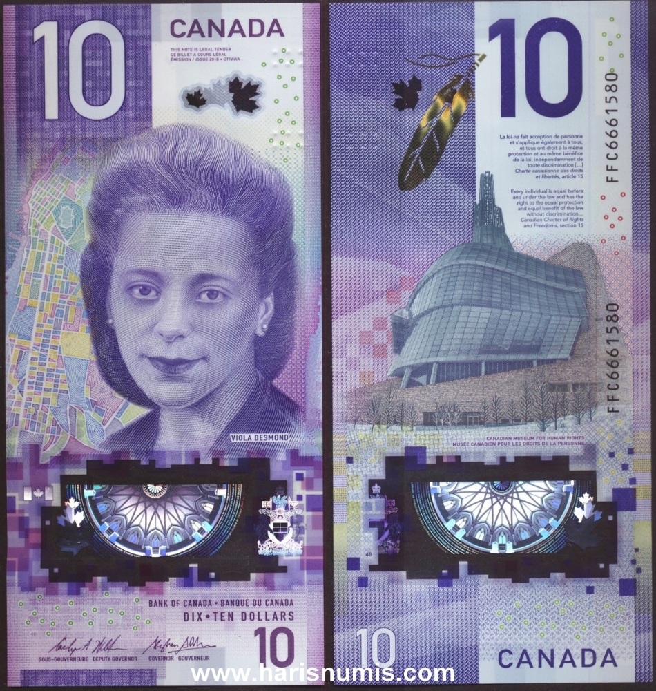 Picture of CANADA 10 Dollars 2018 P 113a UNC