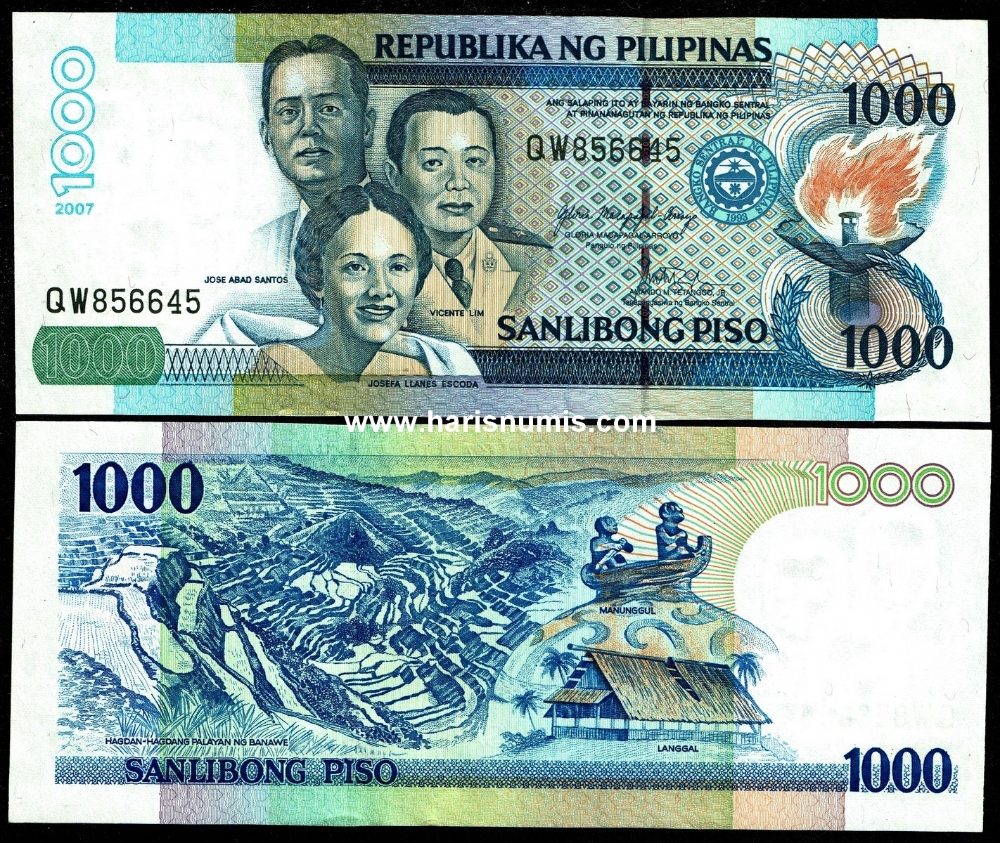 Picture of PHILIPPINES 1000 Piso 2007 P 197c UNC