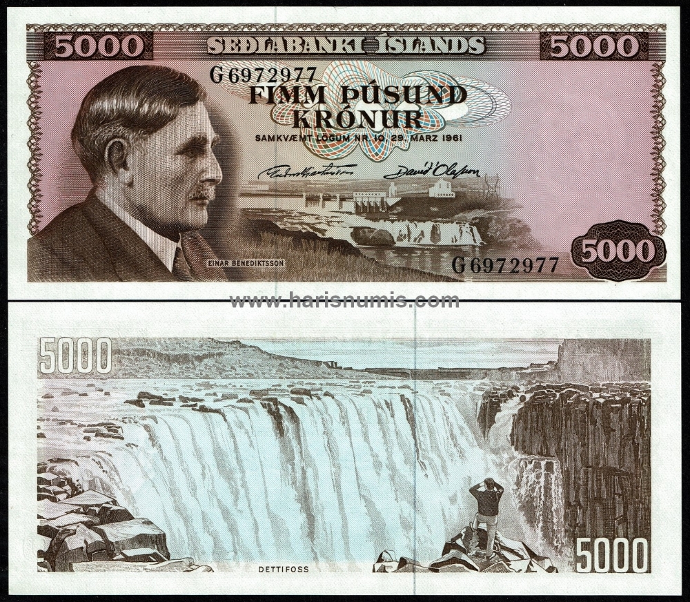 Picture of ICELAND 5000 Kronur L1961 P 47a UNC