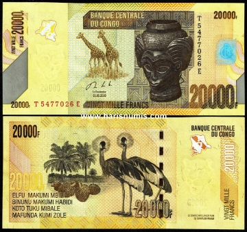 Picture of CONGO D.R. 20.000 Francs 2020 P 104c UNC