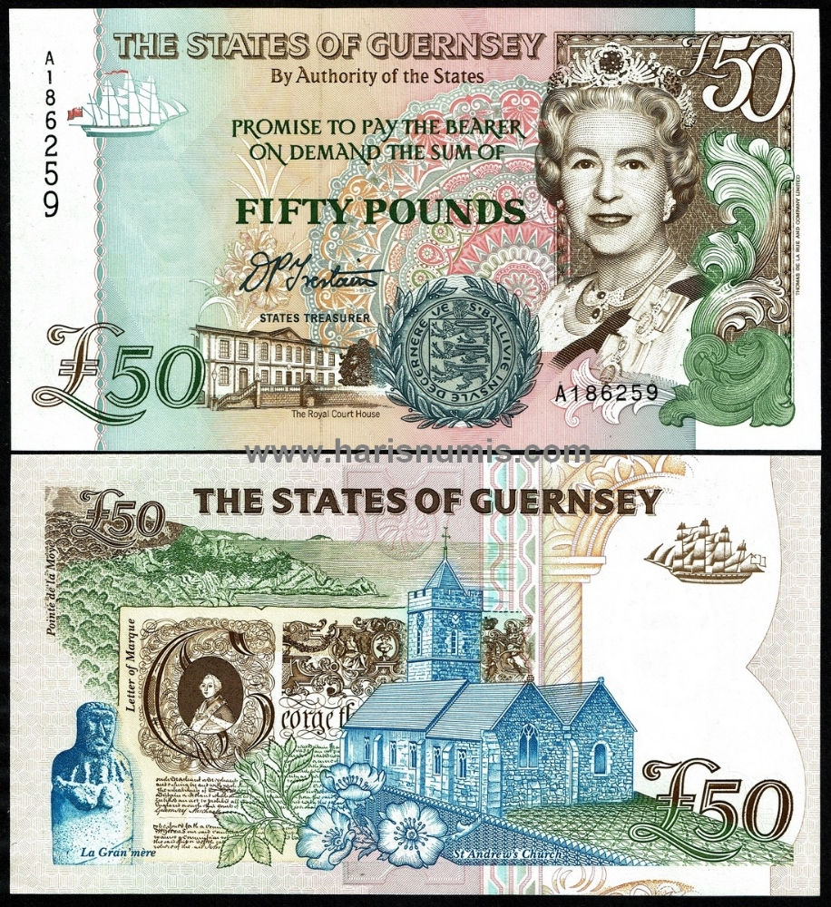 Picture of GUERNSEY 50 Pounds ND(1994) P 59 UNC