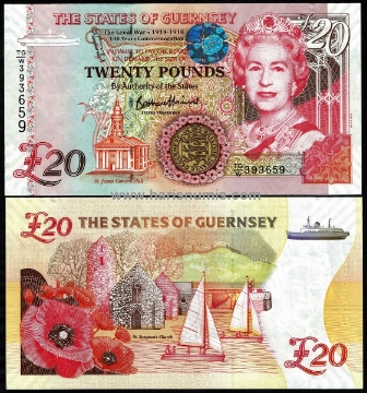 Picture of GUERNSEY 20 Pounds 2018 Comm. P 63a UNC