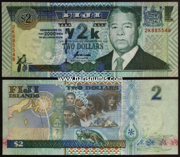 Picture of FIJI 2 Dollars 2000 Comm. P 102a UNC