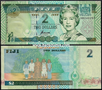 Picture of FIJI 2 Dollars ND(1996) P 96b UNC