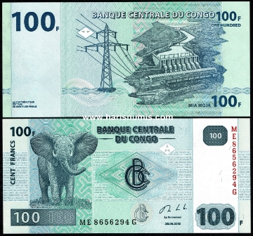 Picture of CONGO D.R. 100 Francs 2013 P 98Ab UNC