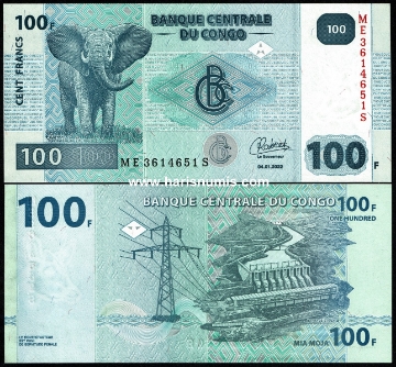 Picture of CONGO D.R. 100 Francs 2022 P 98c UNC