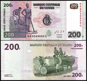 Picture of CONGO D.R. 200 Francs 2013 P 99b UNC