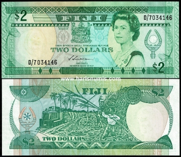 Picture of FIJI 2 Dollars ND(1988) P 96b UNC