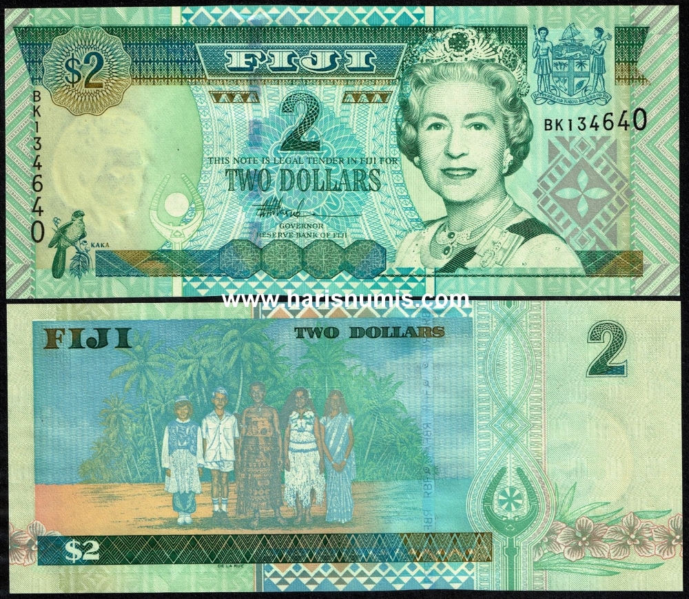 Picture of FIJI 2 Dollars ND(2002) P 104a UNC