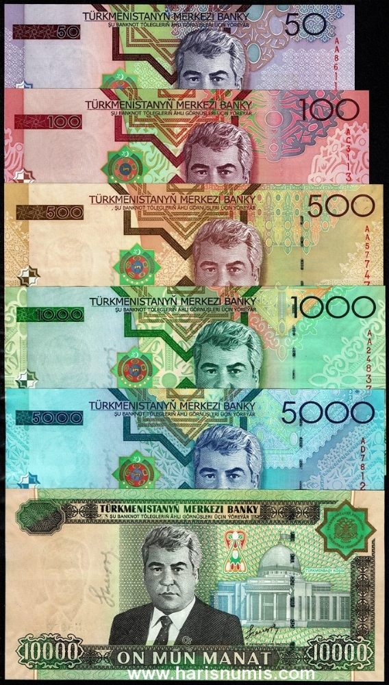 Picture of TURKMENISTAN 50-10.000 Manat 2005 P 16-21 UNC