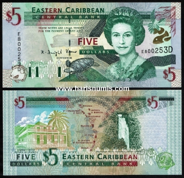 Picture of EAST CARIBBEAN STATES - DOMINICA 5 Dollars ND(2000) P37d UNC
