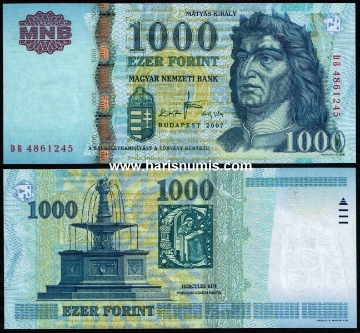 Picture of HUNGARY 1000 Forint 2007 P 195c UNC