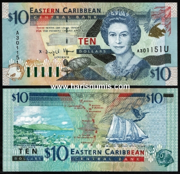 Picture of EAST CARIBBEAN STATES - ANGUILLA 10 Dollars ND(2000) P38u UNC