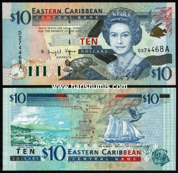 Picture of EAST CARIBBEAN STATES - ANTIGUA 10 Dollars ND(2000) P38a UNC