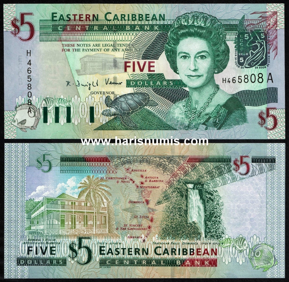 Picture of EAST CARIBBEAN STATES - ANTIGUA 5 Dollars ND(2003) P42a UNC