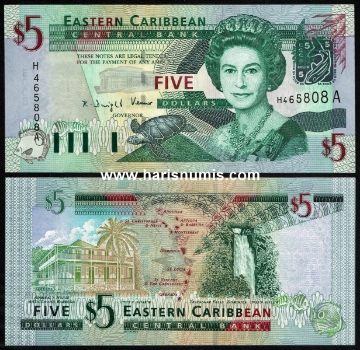 Picture of EAST CARIBBEAN STATES - ANTIGUA 5 Dollars ND(2003) P42a UNC