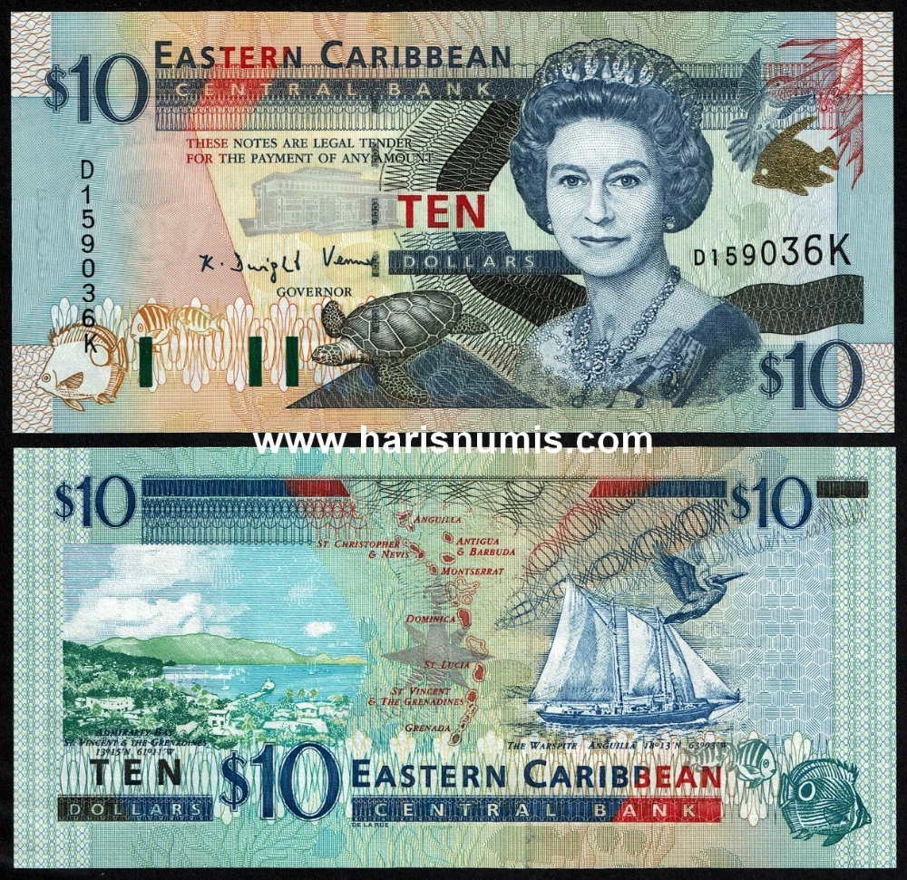 Picture of EAST CARIBBEAN STATES - ST. KITTS 10 Dollars ND(2000) P38k UNC