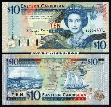 Picture of EAST CARIBBEAN STATES - ST. LUCIA 10 Dollars ND(1994) P32l UNC