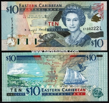 Picture of EAST CARIBBEAN STATES - ST. LUCIA 10 Dollars ND(2000) P38l UNC