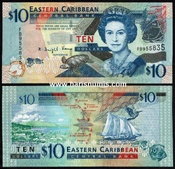 Picture of EAST CARIBBEAN STATES 10 Dollars ND(2008) P48 UNC