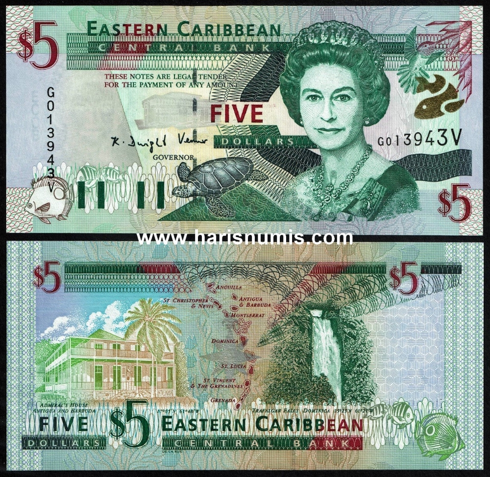 Picture of EAST CARIBBEAN STATES - ST. VINCENT 5 Dollars ND(2000) P37v UNC