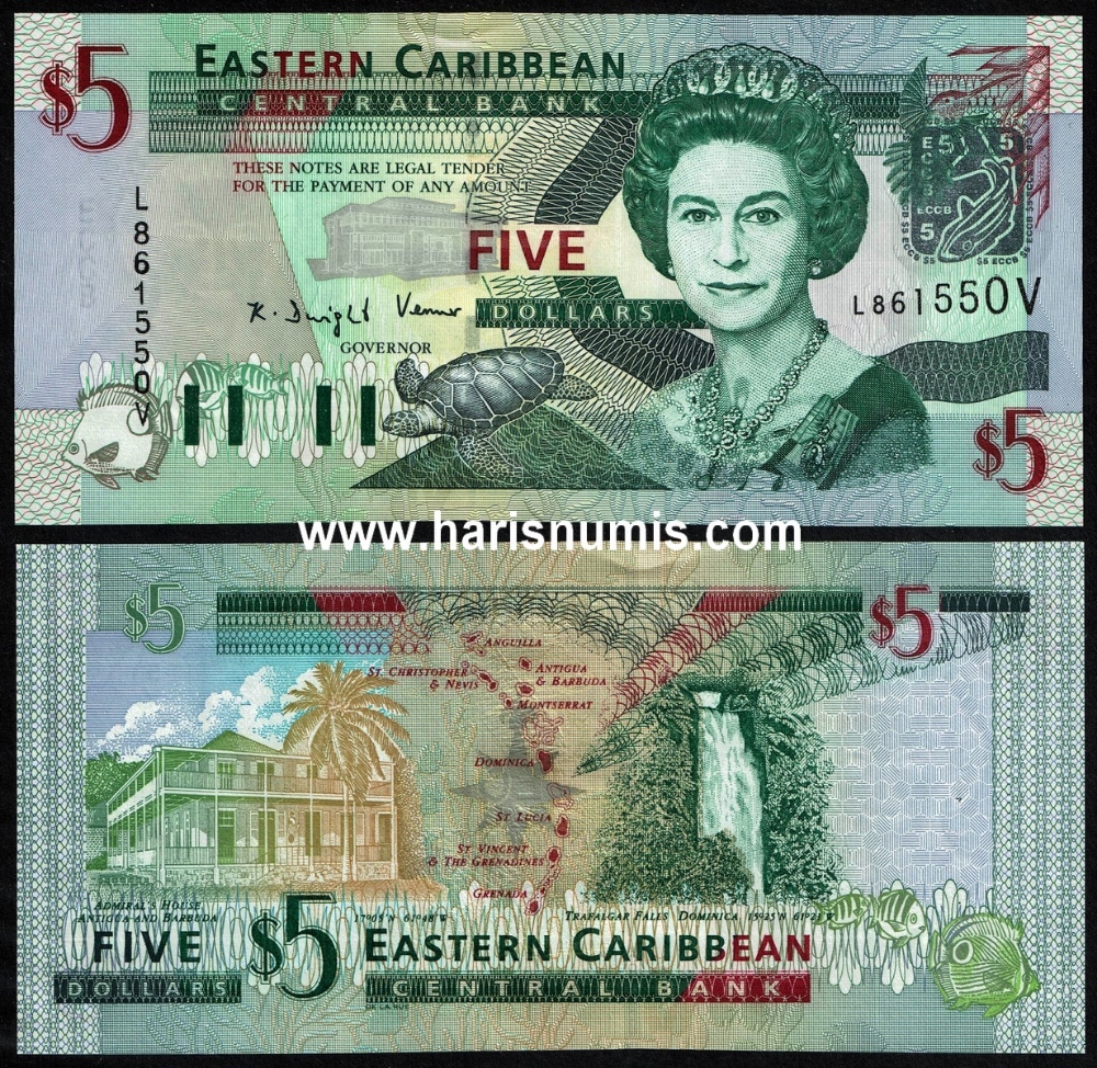 Picture of EAST CARIBBEAN STATES - ST. VINCENT 5 Dollars ND(2003) P42v UNC