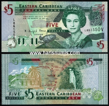 Picture of EAST CARIBBEAN STATES - ST. VINCENT 5 Dollars ND(2003) P42v UNC