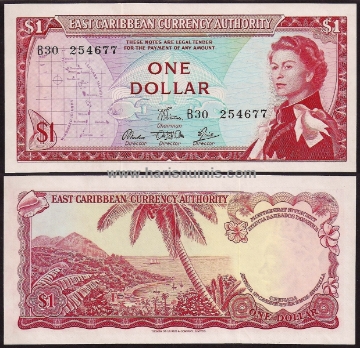 Picture of EAST CARIBBEAN STATES 1 Dollar ND(1965) Sign.5 P13d aUNC