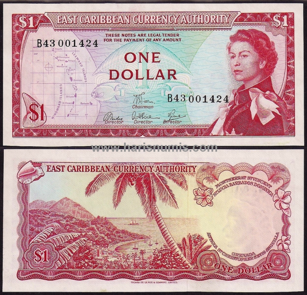 Picture of EAST CARIBBEAN STATES 1 Dollar ND(1965) Sign.6 P13d aUNC