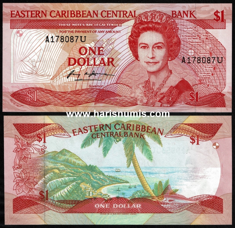 Picture of EAST CARIBBEAN STATES 1 Dollar ND(1988-89) P21u UNC