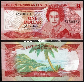 Picture of EAST CARIBBEAN STATES 1 Dollar ND(1988-89) P21u UNC