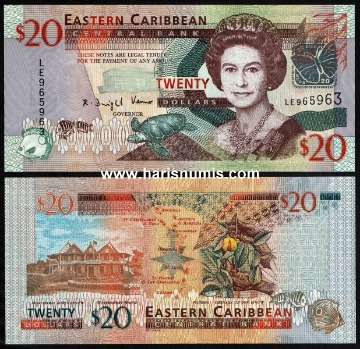 Picture of EAST CARIBBEAN STATES 20 Dollars ND(2008) P49 UNC