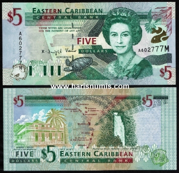 Picture of EAST CARIBBEAN STATES - MONTSERRAT 5 Dollars ND(2000) P37m UNC