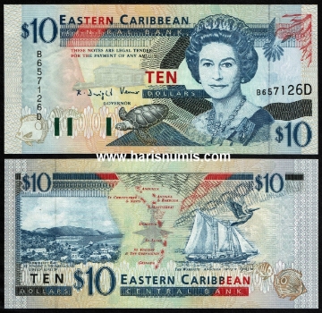 Picture of EAST CARIBBEAN STATES - DOMINICA 10 Dollars ND(1994) P32d UNC
