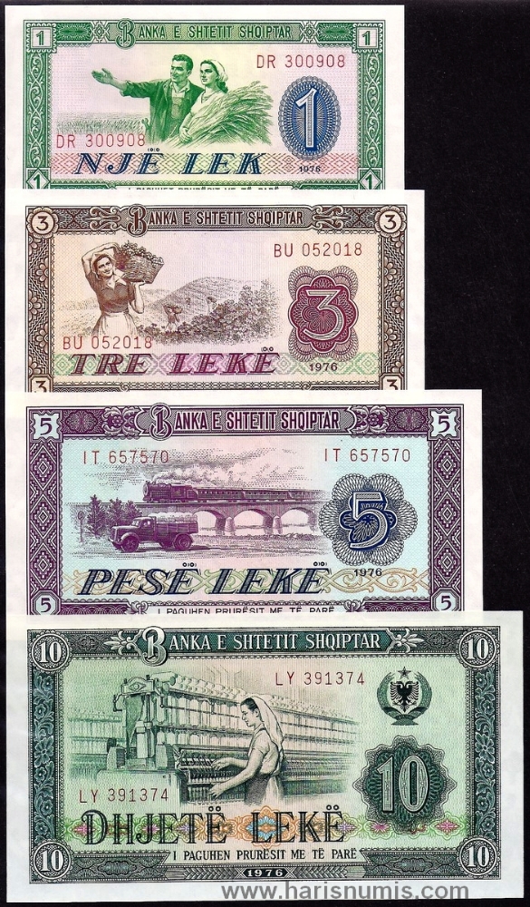 Picture of ALBANIA 1-10 Leke 1976 P40-43 UNC