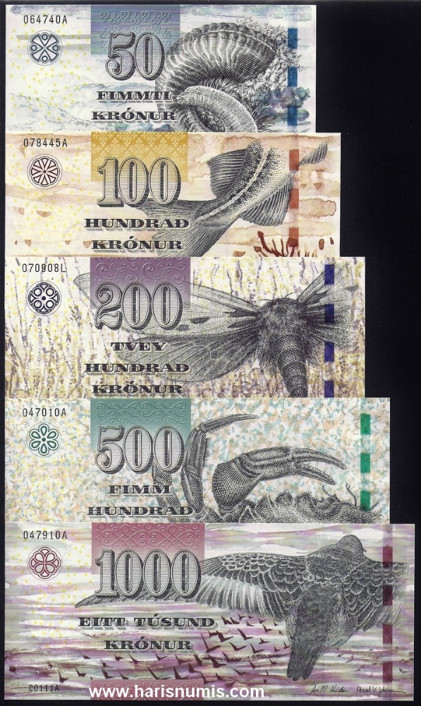 Picture of FAEROE ISLANDS 50-1000 Kronur 2011 (2012) P 29-33 UNC