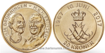 Picture of DENMARK 20 Kroner 2017 Comm. KM 966 UNC