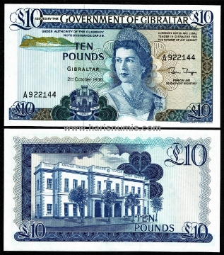 Picture of GIBRALTAR 10 Pounds 1986 P22b UNC