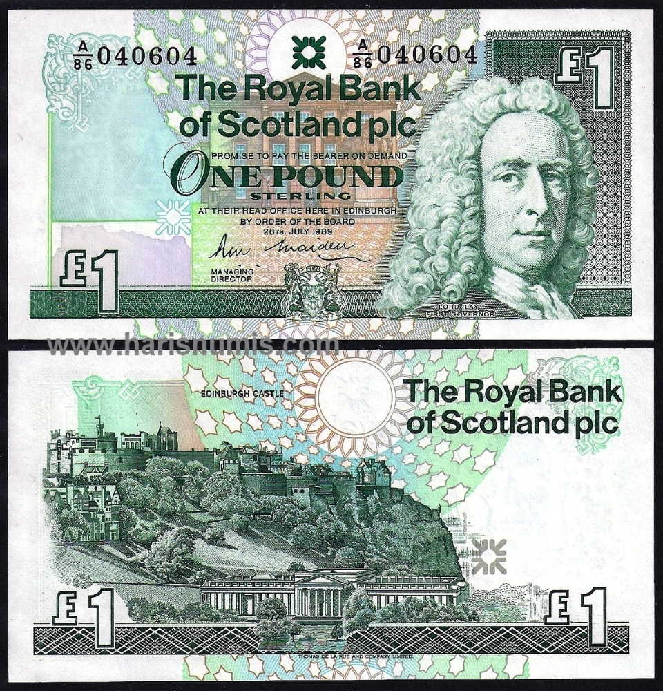 Picture of SCOTLAND 1 Pound 1989 P351a UNC
