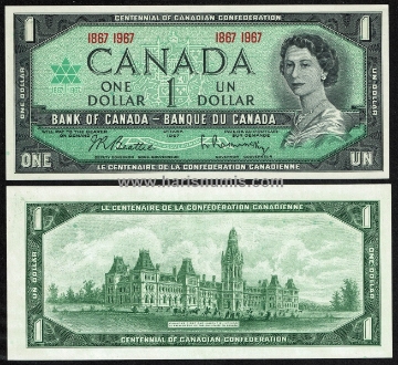 Picture of CANADA 1 Dollar 1967 Comm. P 84a UNC