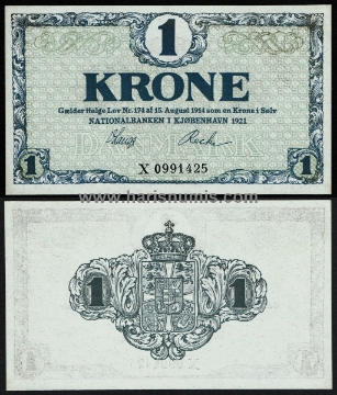 Picture of DENMARK 1 Krone 1921 P12 UNC
