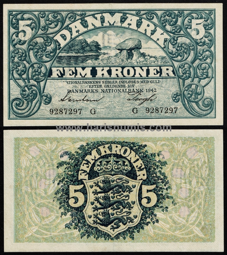 Picture of DENMARK 5 Kroner 1942 G P30 aUNC