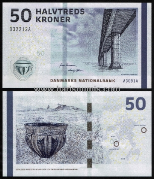 Picture of DENMARK 50 Kroner 2009 A3 type 1 P65a UNC