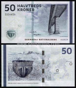 Picture of DENMARK 50 Kroner 2009 A3 type 2 P65c UNC