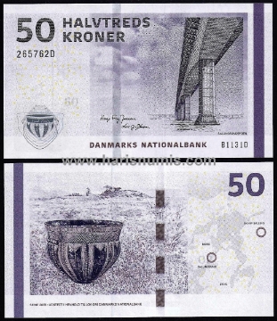 Picture of DENMARK 50 Kroner 2013 B1, type 1 P65 UNC